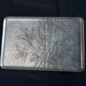 Vintage Everlast Hand Forged Aluminum Serving Tray Mid-century Bamboo Pattern